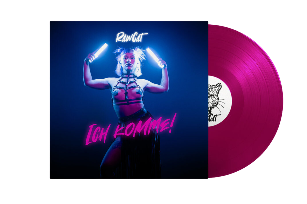 Album „Ich komme!“ von RawCat mit pinker Vinyl-Schallplatte